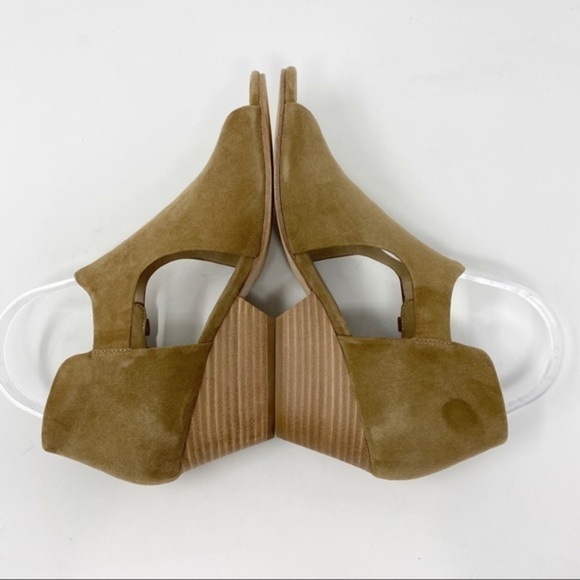 Eileen Fisher Suede Peep Toe Wedge Sandals - Picture 8 of 8